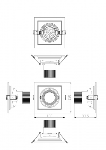 Светильник светодиодный ЭРА встраиваемый карданный SKD-11-36-40K-W09 9Вт 4000К 810Лм 130х130х100мм (1/20) (Б0049776) фото 3