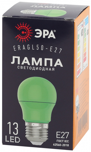 Лампа светодиодная ЭРА STD ERAGL50-E27 E27 / Е27 3Вт груша зеленый для белт-лайт (1/100) (Б0049579) фото 4