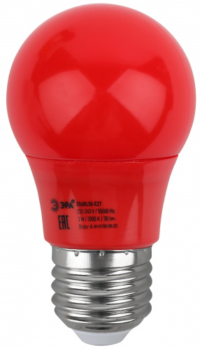 Лампа светодиодная ЭРА STD ERARL50-E27 E27 / Е27 3Вт груша красный для белт-лайт (1/100) (Б0049580) фото 3