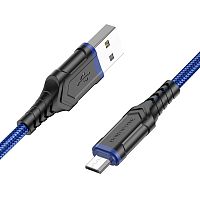 Кабель USB - микро USB Borofone BX67, 1.0м, круглый, 2.4A, ткань, цвет: синий (1/360) (6974443383393)