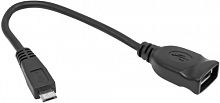 Кабель-переходник DEFENDER USB OTG microUSB(M)-USB(F), черный, 8см (1/60/720) (87300)
