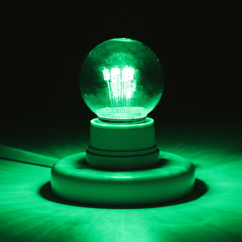 Лампа шар NEON-NIGHT Е27 6 LED Ø45мм - зеленая, прозрачная колба, эффект лампы накаливания (1/100) (405-124) фото 2