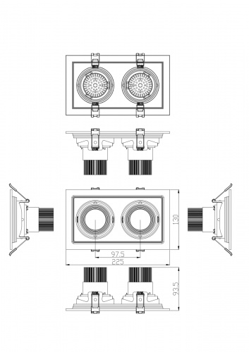 Светильник светодиодный ЭРА встраиваемый карданный SKD-12-36-40K-W09 2х9Вт 4000K 1620Лм 225х130х100 (1/20) (Б0049770)
