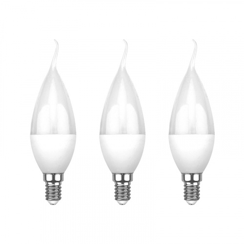 Лампа светодиодная REXANT Свеча на ветру (CW) 7.5 Вт E14 713 Лм 6500K холодный свет (3 шт./уп.) (3/36) (604-047-3)