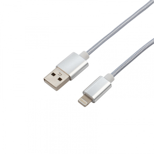 Кабель REXANT USB-Lightning 1 м, серебристая нейлоновая оплетка (1/100) (18-7051) фото 3