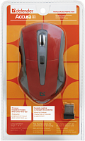 Беспроводная мышь DEFENDER Accura MM-965, USB. 6 кнопок, красный (1/40) (52966)