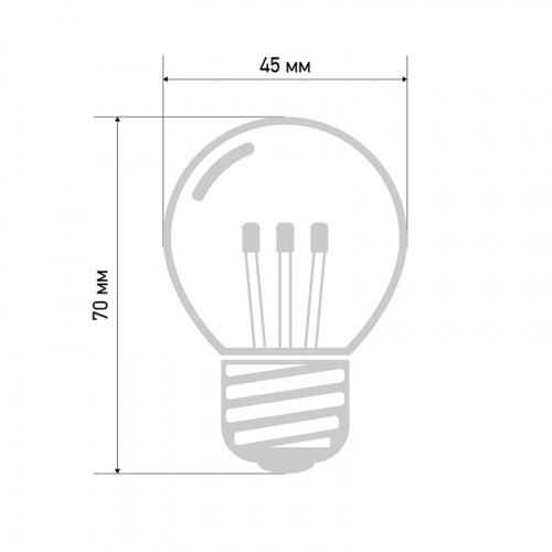 Лампа шар NEON-NIGHT Е27 6 LED Ø45мм - синяя, прозрачная колба, эффект лампы накаливания (1/100) (405-123) фото 6