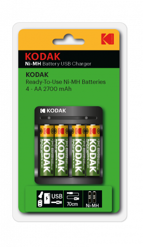 Зарядное устройство KODAK USB Overnight charger with 4 x AA 2700 mAh [K4AA/AAA] (6/48/1008) (Б0056003)