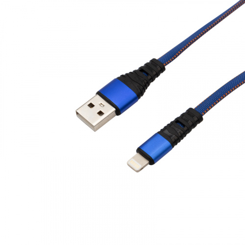 Кабель REXANT USB-Lightning 2.4 A, 1 м, синяя нейлоновая оплетка (1/100) (18-7053) фото 3