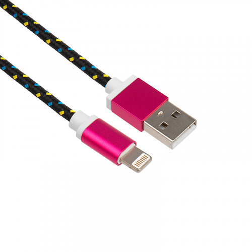 USB-Lightning кабель для iPhone/nylon/black-blue-yellow/1m/REXANT (10/500) (18-4245) фото 2