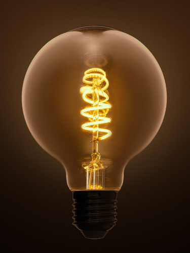 Лампа светодиодная TDM «Винтаж» золотистая G95 (со спиралью), 4 Вт, 230 В, 2700 К, E27 (шар) (1/20) (SQ0340-0346) фото 3