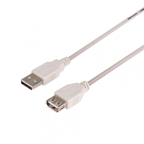 Кабель USB (шт. USB A - гн. USB A) 3 метра, серый REXANT (10/200) (18-1116) фото 2