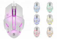 Мышь проводная DEFENDER Host MB-982, 7цветов,1000 dpi,белый (1/60) (52983)