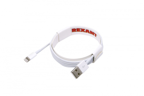 USB-Lightning кабель для iPhone/PVC/white/1m/REXANT/ ОРИГИНАЛ (чип MFI) (1/200) (18-0000) фото 3