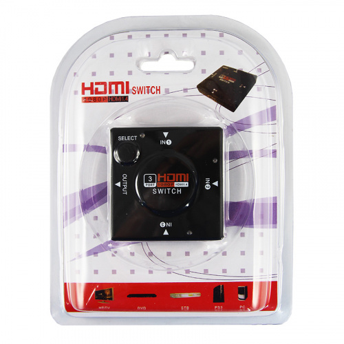 Переключатель гнездо HDMI на 3 гнезда HDMI, без питания, пластик REXANT (1/100) (17-6912) фото 3