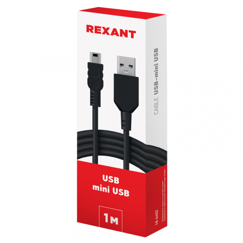 Кабель USB-mini USB/PVC/black/1m/REXANT (1/500) (18-4402) фото 3