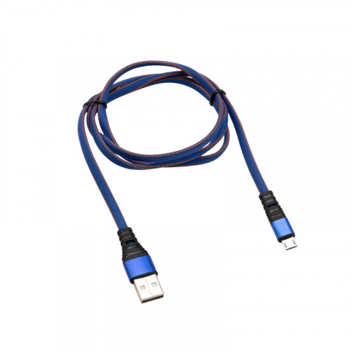 Кабель REXANT USB-microUSB 1 м, плоский провод, синяя джинсовая оплетка (1/100) (18-1163)