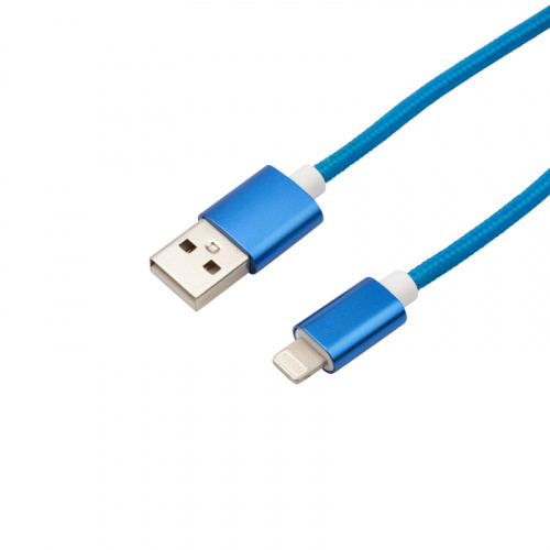 Кабель REXANT USB-Lightning 1 м, синяя нейлоновая оплетка (1/100) (18-7052) фото 3