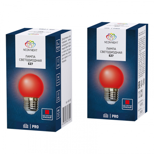 Лампа шар NEON-NIGHT Е27 5 LED Ø45мм - красная (1/100) (405-112) фото 3