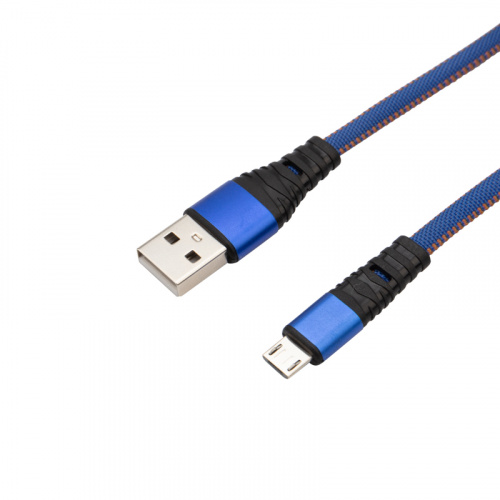 Кабель REXANT USB-microUSB 1 м, плоский провод, синяя джинсовая оплетка (1/100) (18-1163) фото 3
