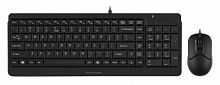 Комплект проводной Клавиатура + Мышь A4TECH Fstyler F1512, USB, черная (1/10) (F1512 BLACK)