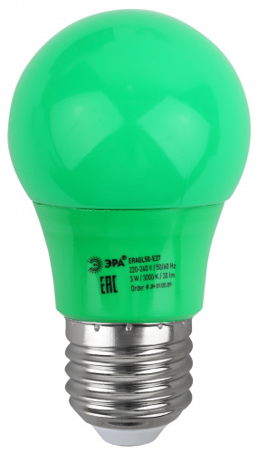 Лампа светодиодная ЭРА STD ERAGL50-E27 E27 / Е27 3Вт груша зеленый для белт-лайт (1/100) (Б0049579) фото 3