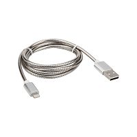 USB-Lightning кабель для iPhone/metall/steel color/1m/REXANT (1/100) (18-4247)