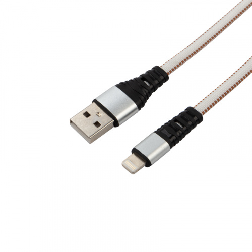 Кабель REXANT USB-Lightning 2.4 A, 1 м, белая нейлоновая оплетка (1/200) (18-7056) фото 3
