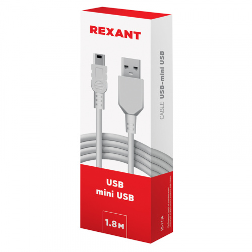 Кабель USB-mini USB/PVC/white/1,8m/REXANT (10/250) (18-1134) фото 5