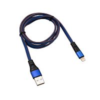 Кабель REXANT USB-Lightning 2.4 A, 1 м, синяя нейлоновая оплетка (1/100) (18-7053)