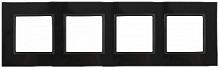 Рамка ЭРА, серии ЭРА Elegance, скрытой установки, на 4 поста, стекло, чёрный+антр
