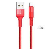 Кабель USB - 8 pin HOCO X26 Xpress, 1.0м, круглый, 2.1A, ткань, цвет: красный (1/30/300) (6957531080206)