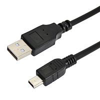 Кабель USB (шт. mini USB - шт. USB A) 0.2 метра, черный REXANT (10/1000) (18-1131-2)