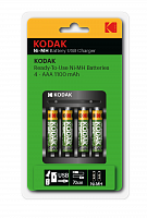 Зарядное устройство KODAK USB Overnight charger with 4 x 1100 mAh [K4AA/AAA] (6/48/1008) (Б0056004)