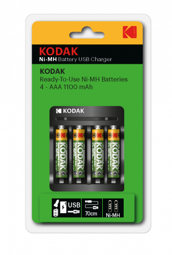 Зарядное устройство KODAK USB Overnight charger with 4 x 1100 mAh [K4AA/AAA] (6/48/1008) (Б0056004)