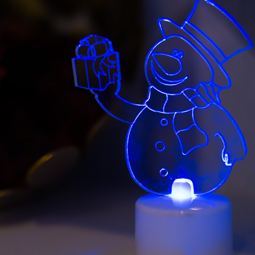 Фигура светодиодная NEON-NIGHT на подставке "Снеговик с подарком 2D", RGB (1/96) (501-054) фото 2
