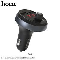 FM-трансмиттер HOCO E41, Bluetooth, 2 USB, microSD, пластик, микрофон, цвет: чёрный (1/96) (6931474706782)