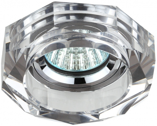 Светильник ЭРА MR16 DK6 CH/SL, декор стекло объемный многогранник ,12V/220V, 50W, GU5,3 хром/зе (C0045756) фото 3