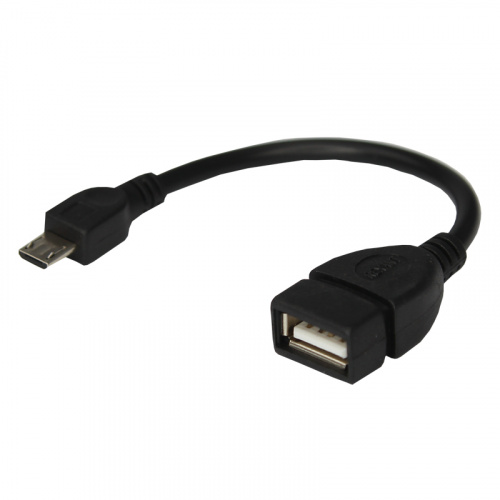USB кабель OTG micro USB на USB шнур 0.15 м черный REXANT (10/500) (18-1182)