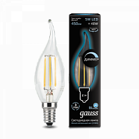 Лампа светодиодная GAUSS Filament Свеча на ветру 5W 450lm 4100К Е14 диммируемая 1/10/50 (104801205-D)