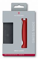 Кухонный нож Victorinox Swiss Classic, сталь, столовый для овощей, лезвие 110 мм., серрейт. заточка, красный/чёрный (карт. коробка)