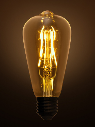 Лампа светодиодная TDM «Винтаж» золотистая ST64, 7 Вт, 230 В, 2700 К, E27 (конус) (1/100) (SQ0340-0343) фото 3