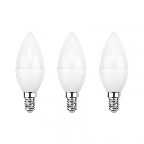 Лампа светодиодная REXANT Свеча CN 9,5 Вт E14 903 Лм 2700K теплый свет (3 шт./уп.) (3/36) (604-023-3)