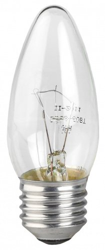 Лампа ЭРА накаливания B36 40Вт Е27 / E27 230В свечка прозрачная цветная упаковка (1/100) (Б0039128)