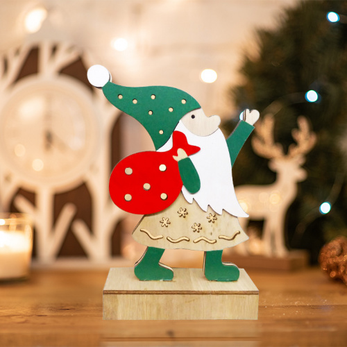 Фигурка деревянная NEON-NIGHT с подсветкой "Дед Мороз" 18 см (1/192) (504-016) фото 2