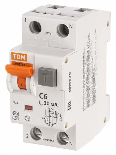 Автоматический Выключатель Дифференциального тока - АВДТ 32 С6 30мА TDM (1/60) (SQ0202-0204) фото 7