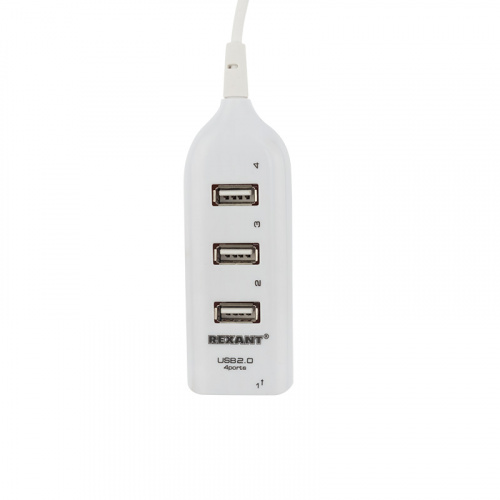 Разветвитель USB 2.0 на 4 порта белый REXANT (1/200) (18-4105-1) фото 2