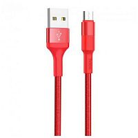 Кабель USB - микро USB HOCO X26 Xpress, 1.0м, круглый, 2.0A, ткань, цвет: красный (1/30/300) (6957531080237)