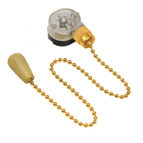 Выключатель для настенного светильника REXANT c деревянным наконечником «Gold», индивидуальная упаковка, 1 шт. (1/50) (32-0106-1)