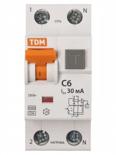 Автоматический Выключатель Дифференциального тока - АВДТ 32 С6 30мА TDM (1/60) (SQ0202-0204) фото 6
